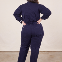 Back view of Everyday Jumpsuit in Navy Blue worn by Ashley