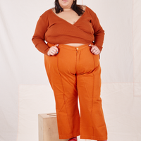Wrap Top in Burnt Terracotta on Sarita wearing burnt orange Western Pants