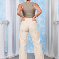 Venus & David Airbrush Western Pants back view on Tiara wearing khaki grey Tank Top