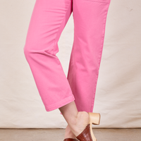 Work Pants in Bubblegum Pink pant leg close up on Allison