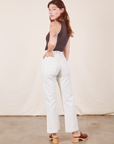 Back view of Western Pants in Vintage Tee Off-White and espresso brown Tank Top on Alex