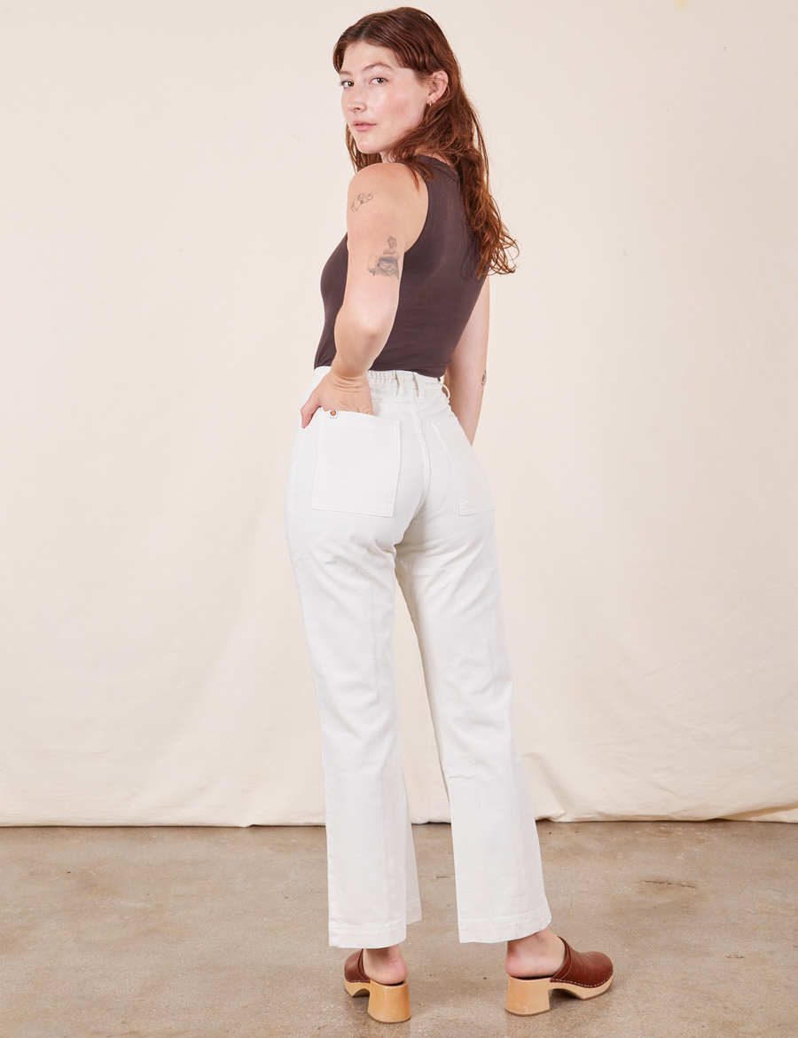 Western Pants in Vintage Tee Off-White back view on Alex wearing espresso brown Tank Top