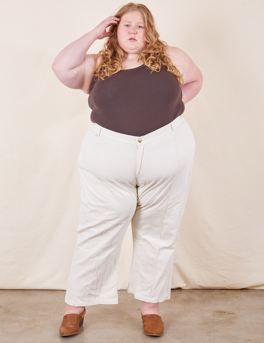 Western Pants in Vintage Tee Off-White on Catie wearing espresso brown Tank Top