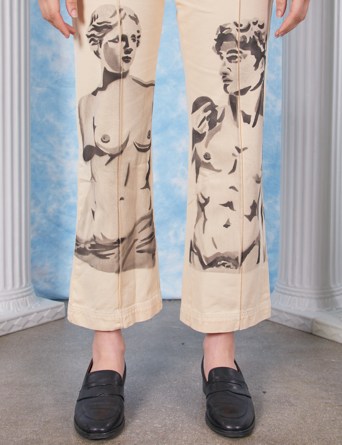 Venus & David Airbrush Western Pants pant leg close up on Alex