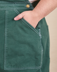 Original Overalls in Dark Emerald Green front pocket close up