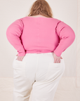 Wrap Top in Bubblegum Pink back view on Catie wearing vintage off-white Western Pants
