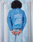 Neoclassical Work Jacket in Blue Venus back view on Jesse