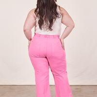 Western Pants in Bubblegum Pink back view on Ashley wearing vintage off-white Tank Top