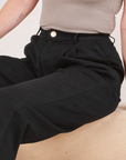 Heritage Trousers in Basic Black close up on Allison