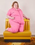 Short Sleeve Jumpsuit in Bubblegum Pink on Catie