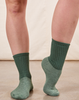 Thick Crew Sock in Dark Emerald Green