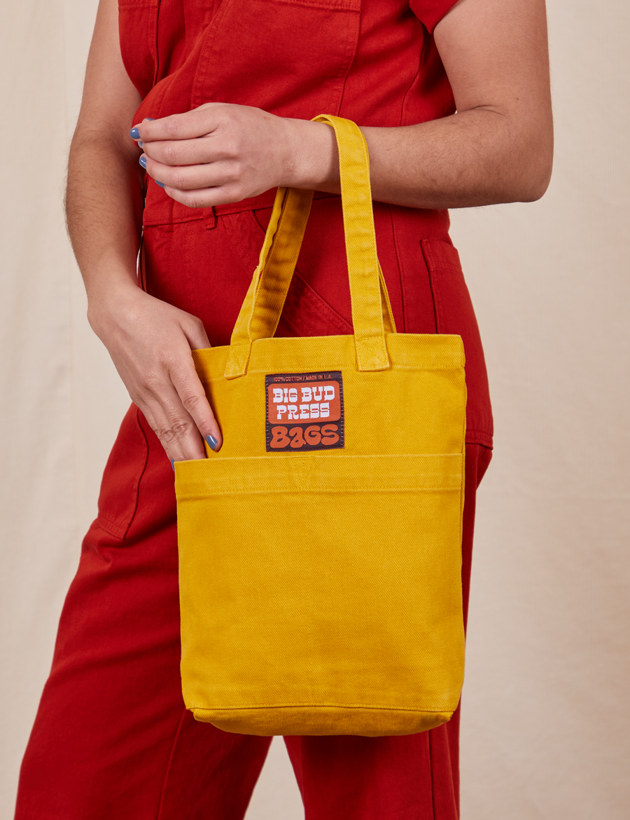 Mini Tote Bags in Mustard Yellow