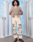 Venus & David Airbrush Western Pants on Jesse wearing khaki grey Tank Top