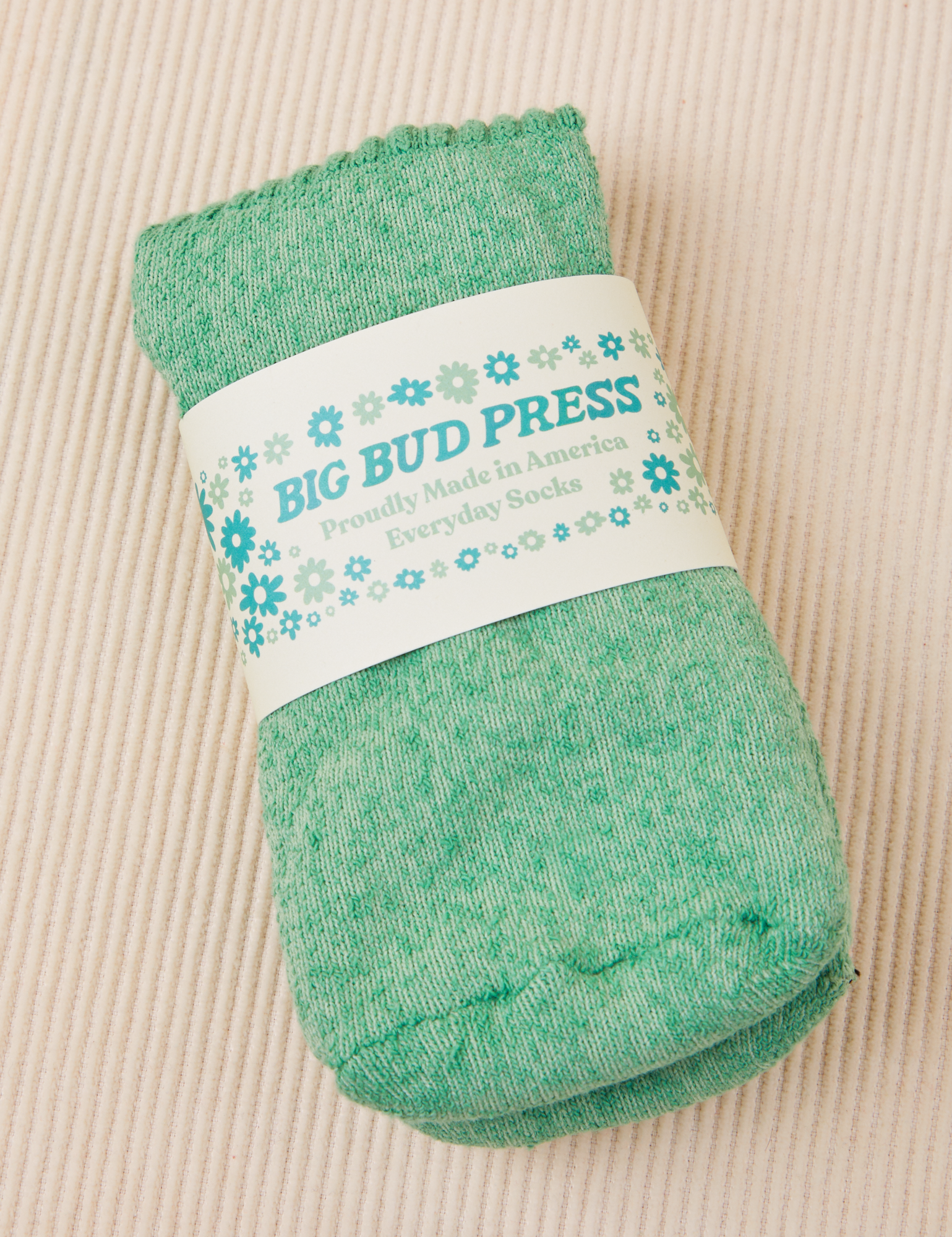 Thick Crew Sock in Seafoam Green with packaging