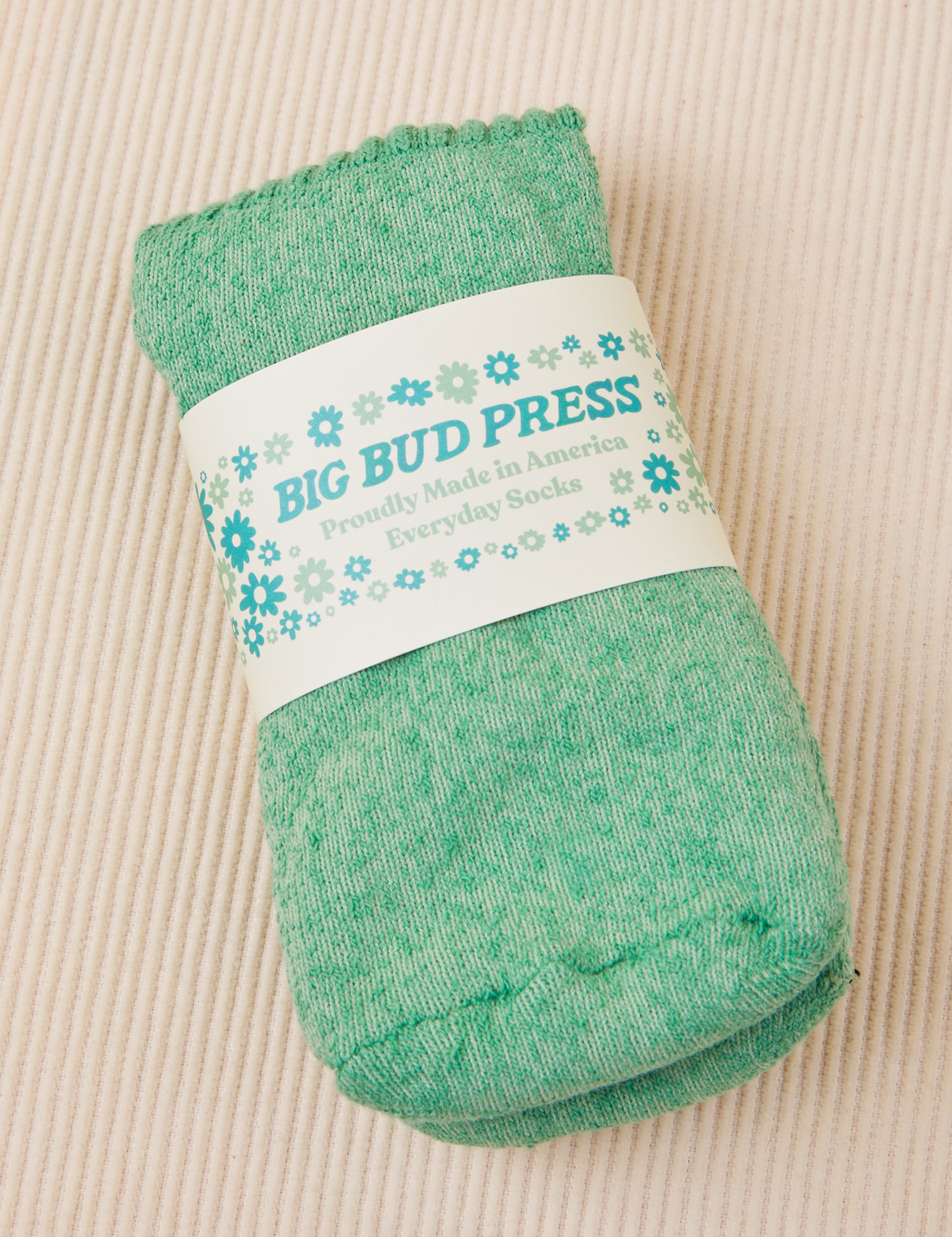 Thick Crew Sock in Seafoam Green with packaging