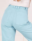 Back close up of Bell Bottoms in Baby Blue worn by Allison