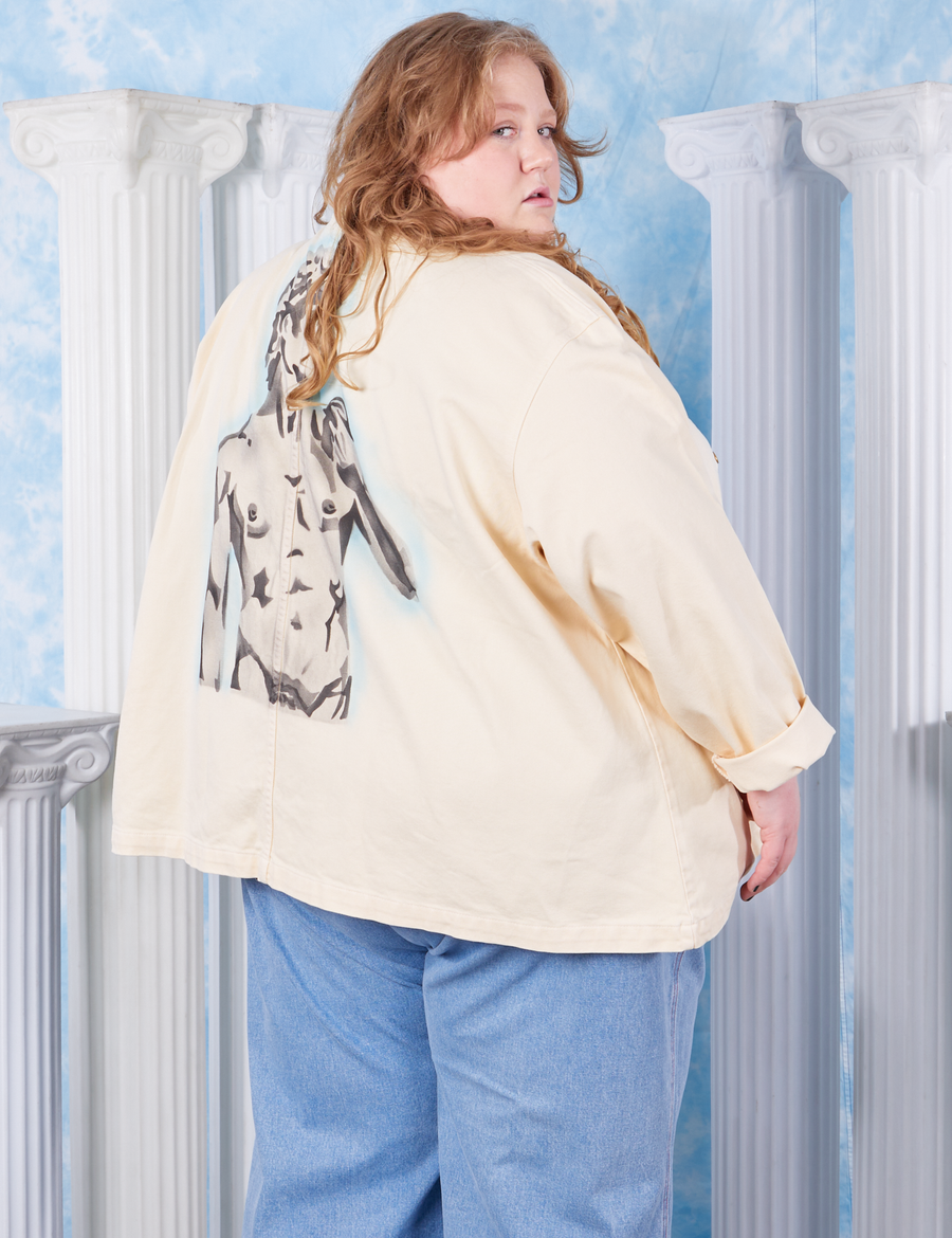 David Neoclassical Work Jacket back view on Catie