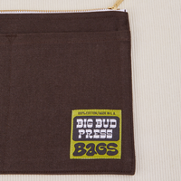 Big Pouch in Espresso Brown with Big Bud Press label in green