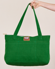 XL Zip Tote in Forest Green held by model