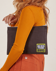 Big Pouch in Espresso Brown held by model