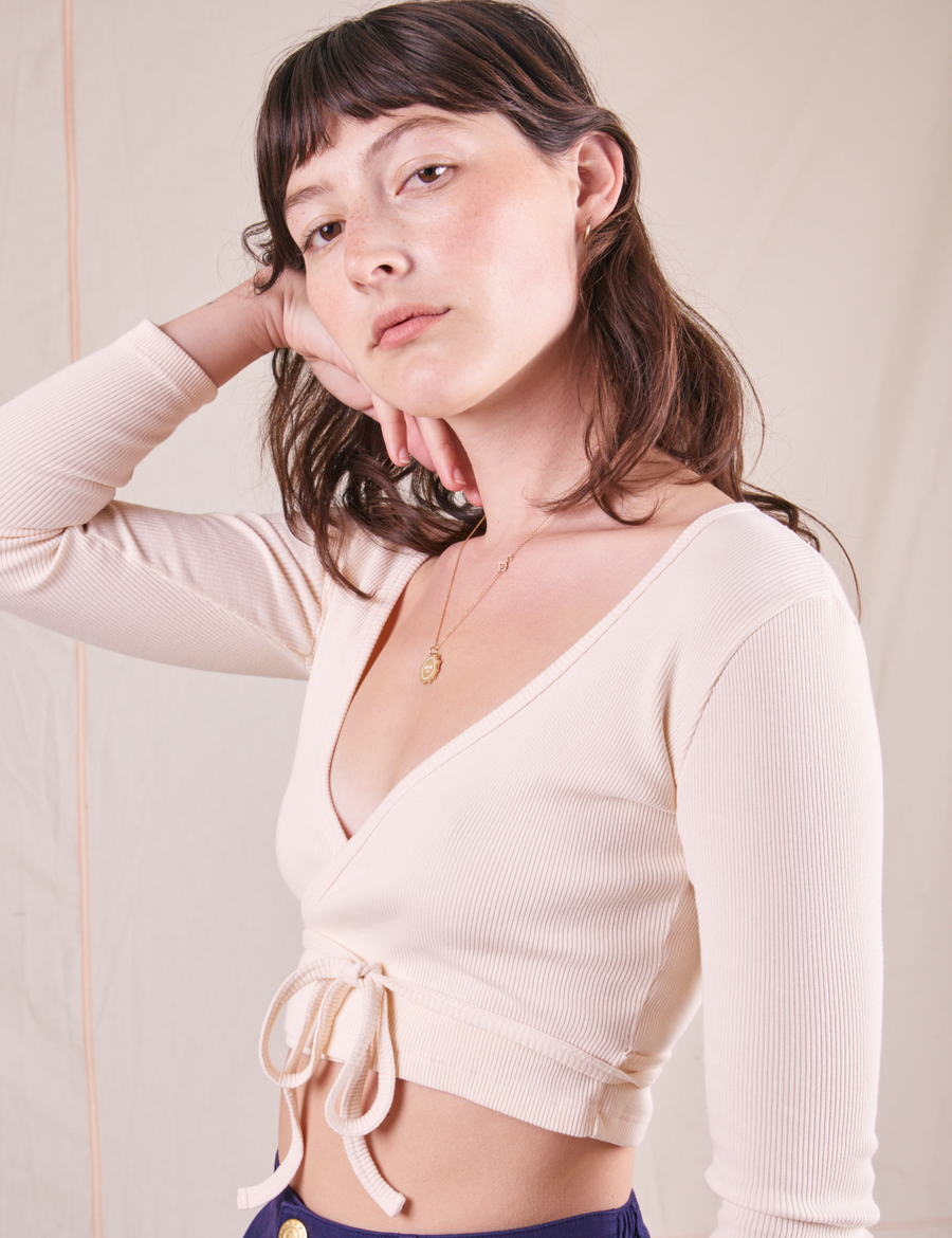 Wrap Top in Vintage Tee Off-White on Alex