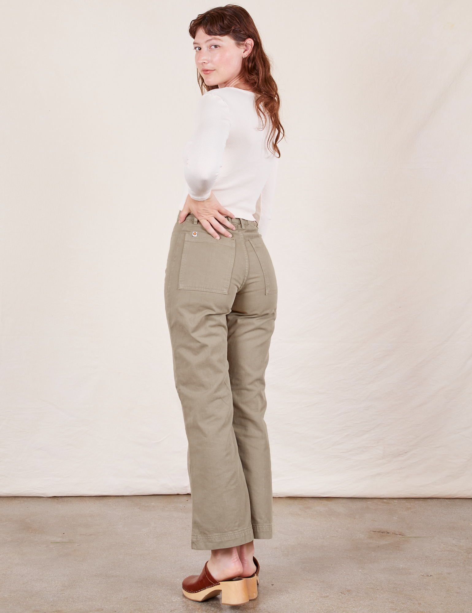 Back view of Western Pants in Khaki Grey on Alex