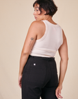 Work Pants in Basic Black back close up on Tiara