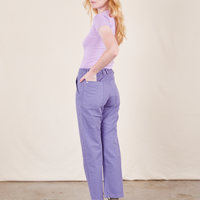 Work Pants in Faded Grape back view on Margaret