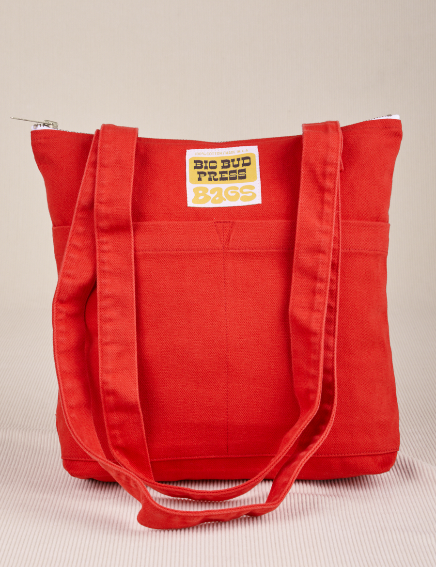 Over-Shoulder Zip Mini Tote in mustang red