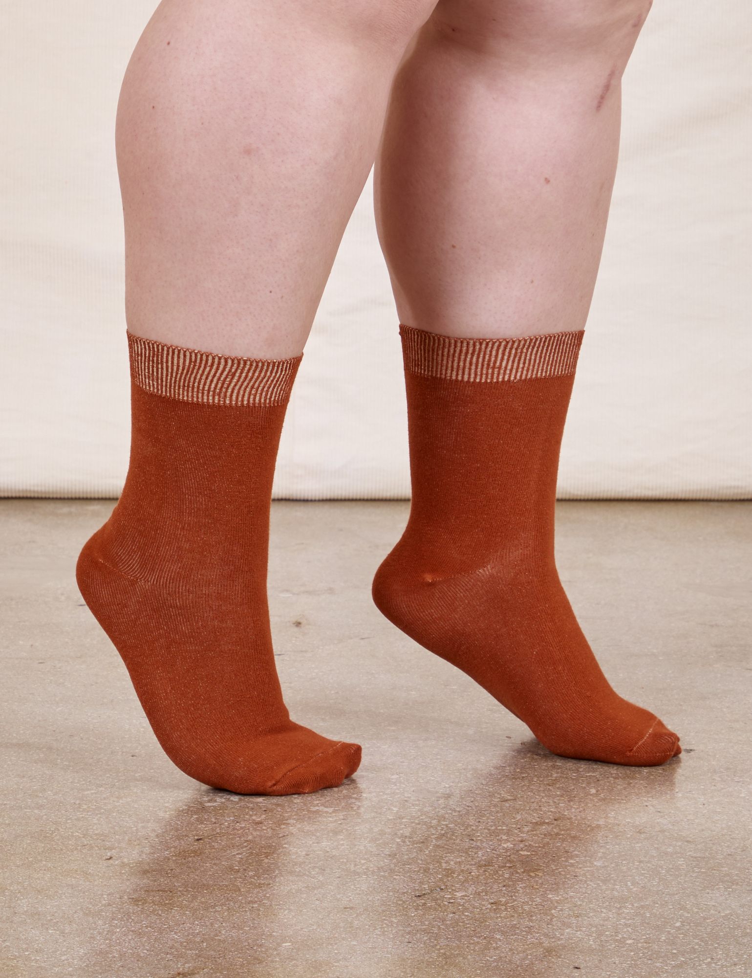 Everyday Sock in Burnt Terracotta on model