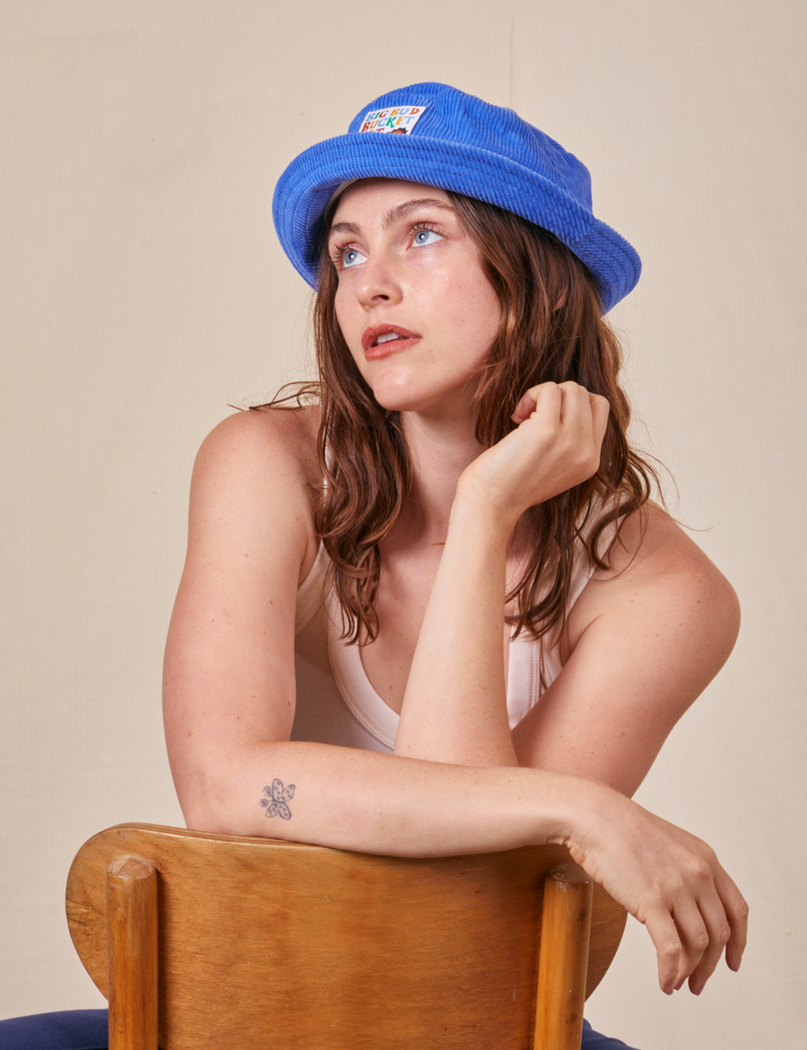 Big Bud Bucket Hat in cornflower blue worn by Allison