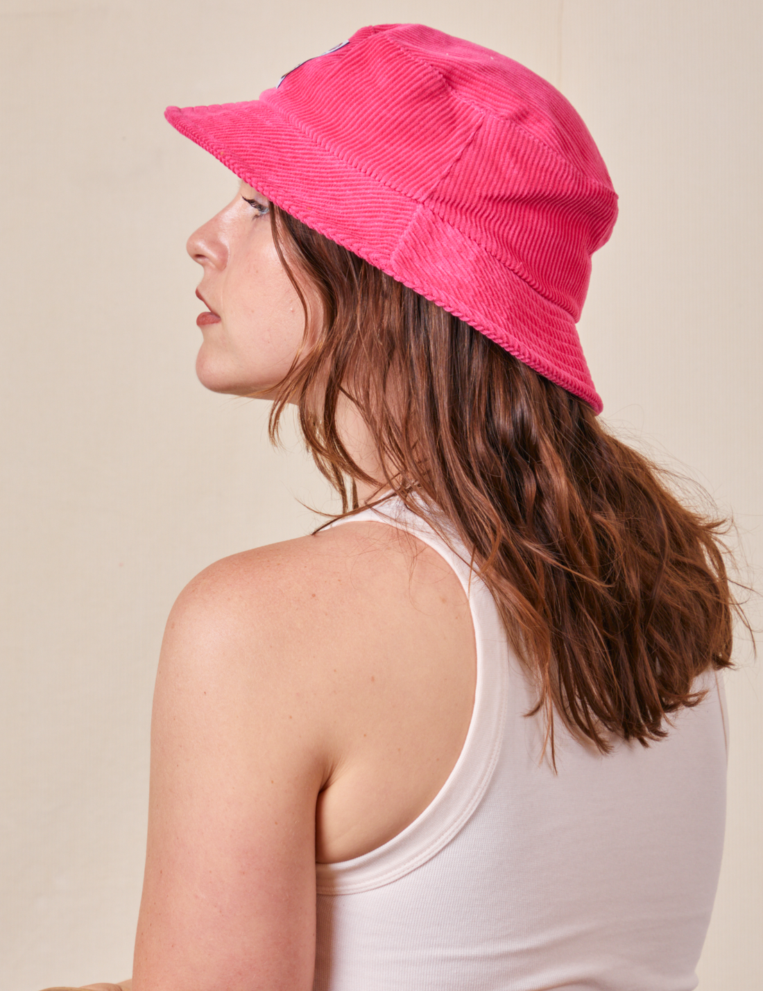 Big Bud Bucket Hat in hot pink worn by Allison