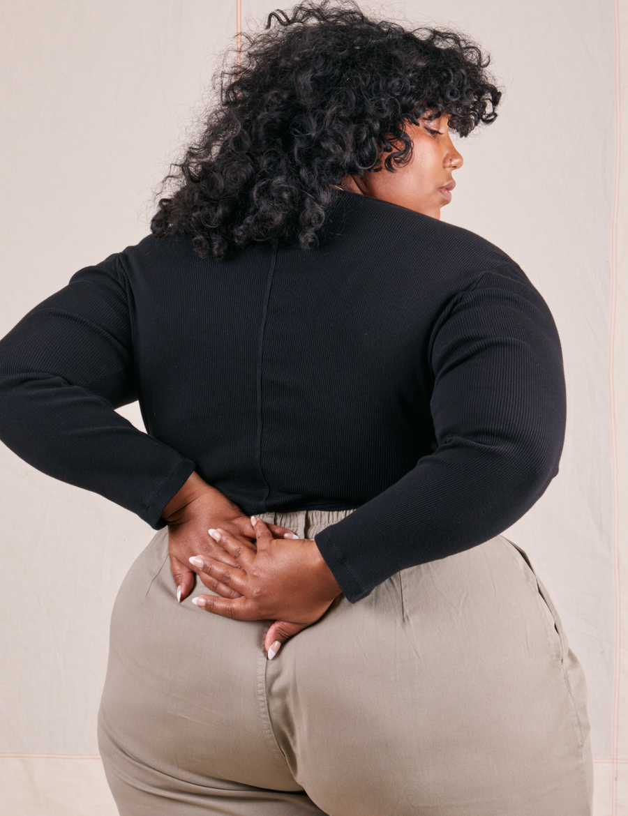 Wrap Top in Basic Black back view on Morgan