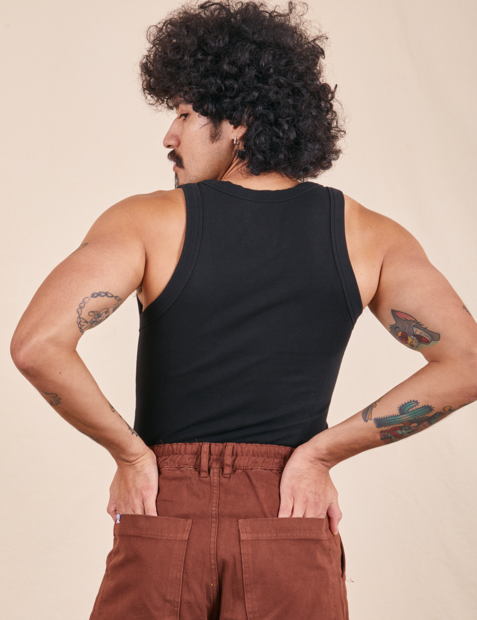 Back view of Tank Top in Basic Black on Jesse