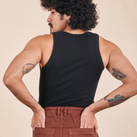 The Tank Top in Basic Black back view on Jesse