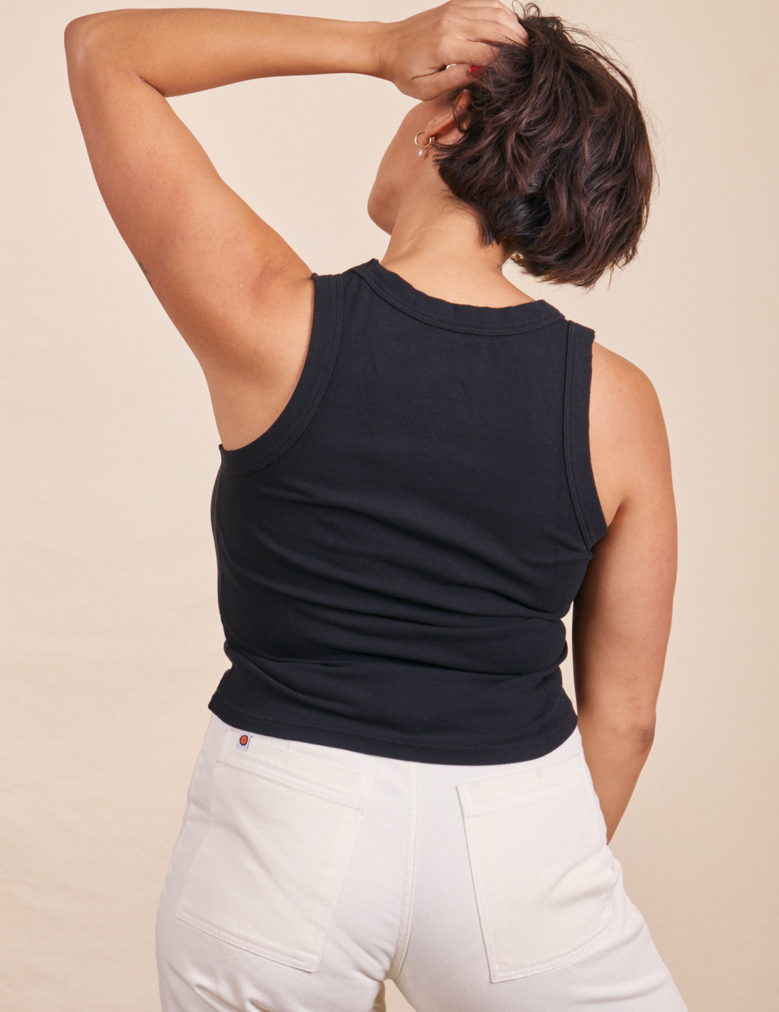 The Tank Top in Basic Black back view on Tiara