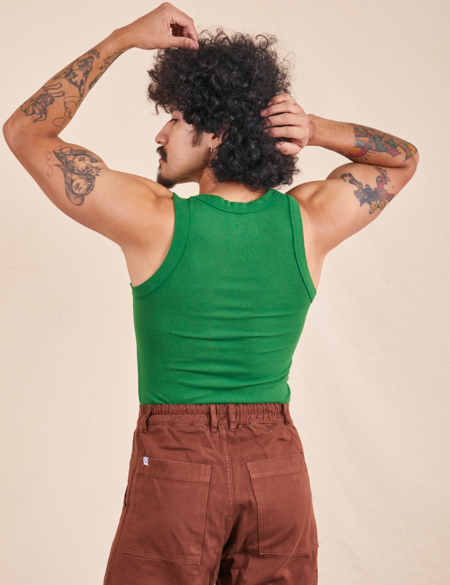 The Tank Top in Forest Green back view on Jesse
