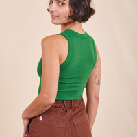 The Tank Top in Forest Green back view on Soraya