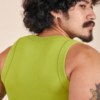 The Tank Top in Gross Green back close up on Jesse