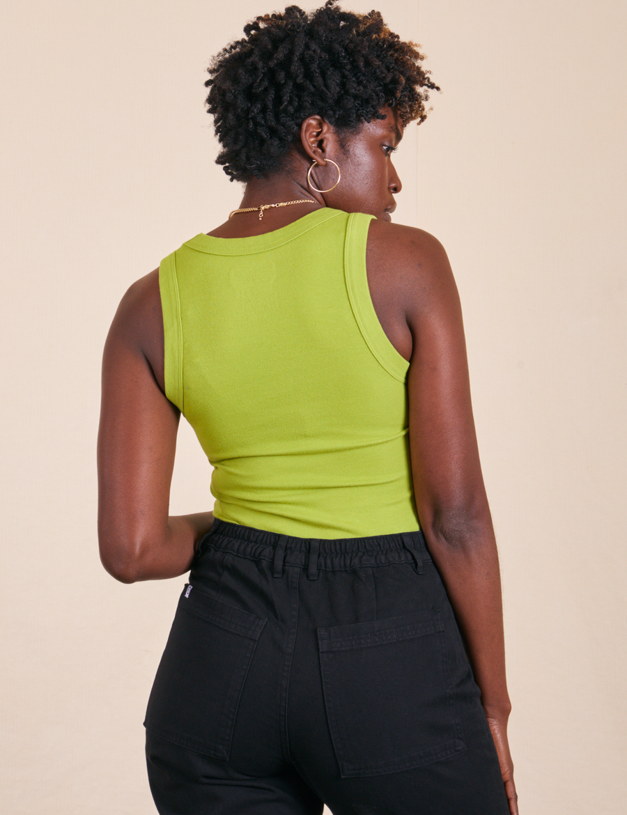 The Tank Top in Gross Green back view on Reece