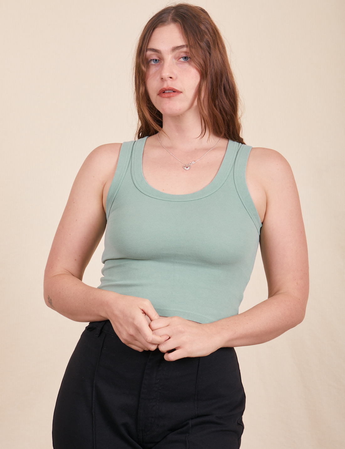 The Tank Top in Sage Green on Allison