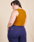 Angled back view of Tank Top in Spicy Mustard on Ashley