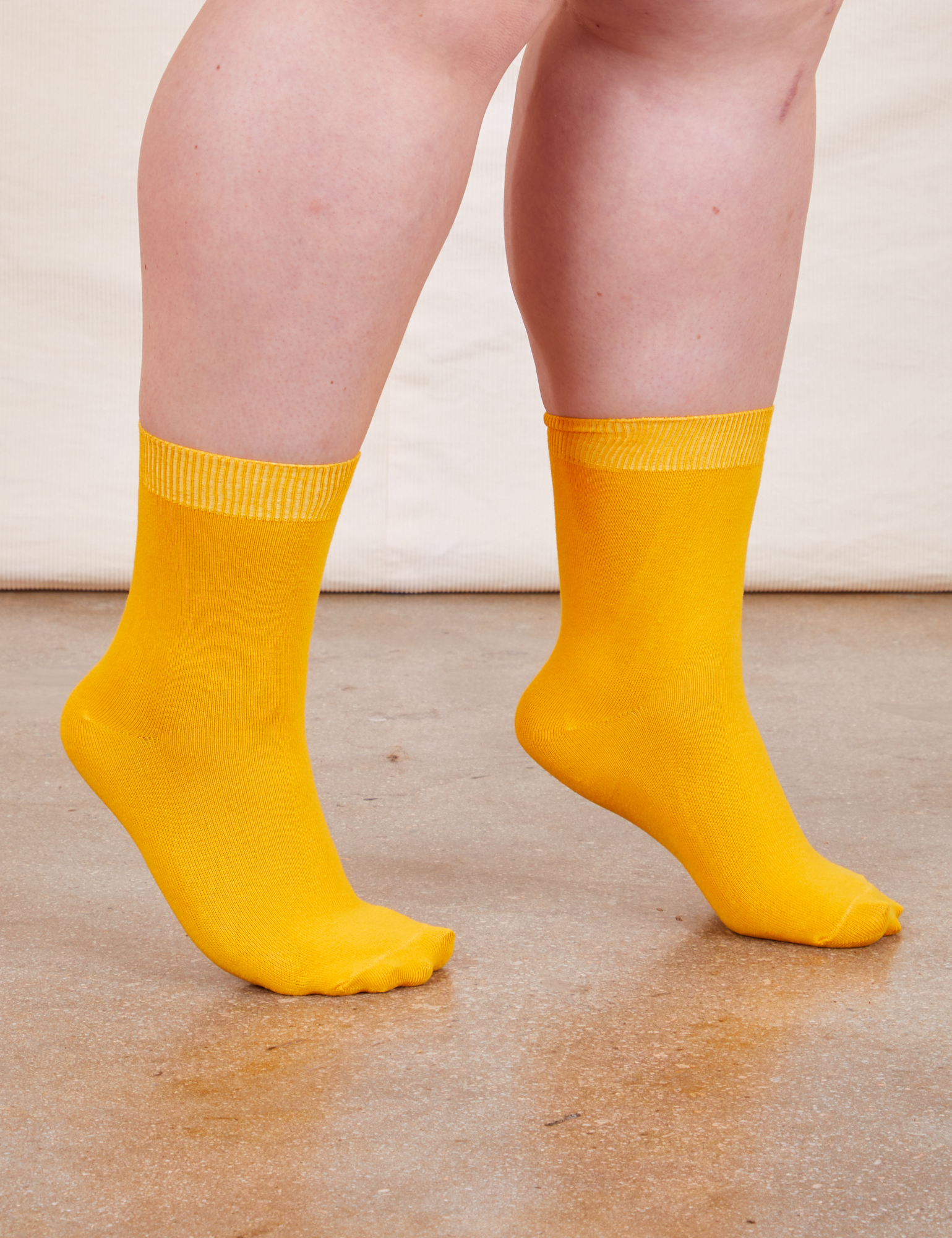 Everyday Sock in Sunshine Yellow on model